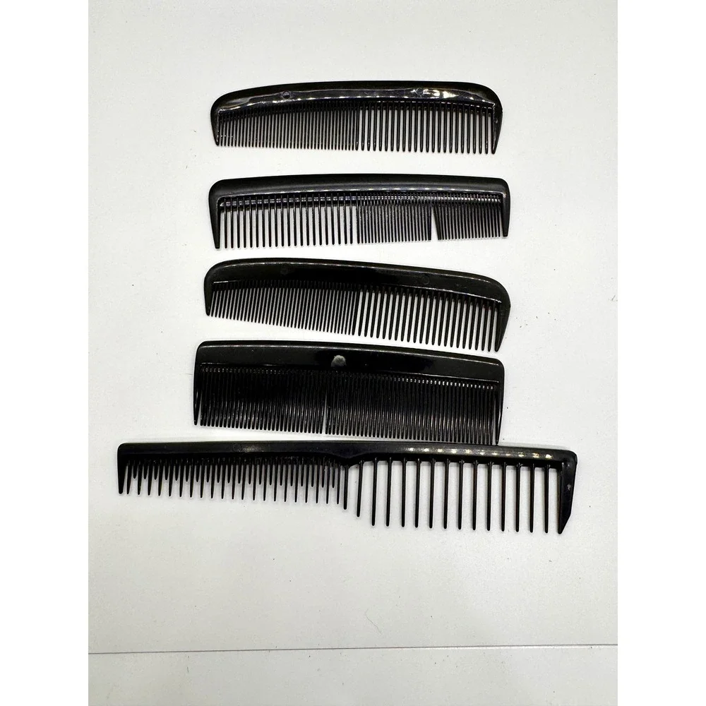 Vintage Black Hair‎ Comb Lot Conair Scunci Krest 6000 Unbreakable 5pc Set